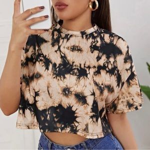 SHEIN tie diy drop shoulder cropped tops